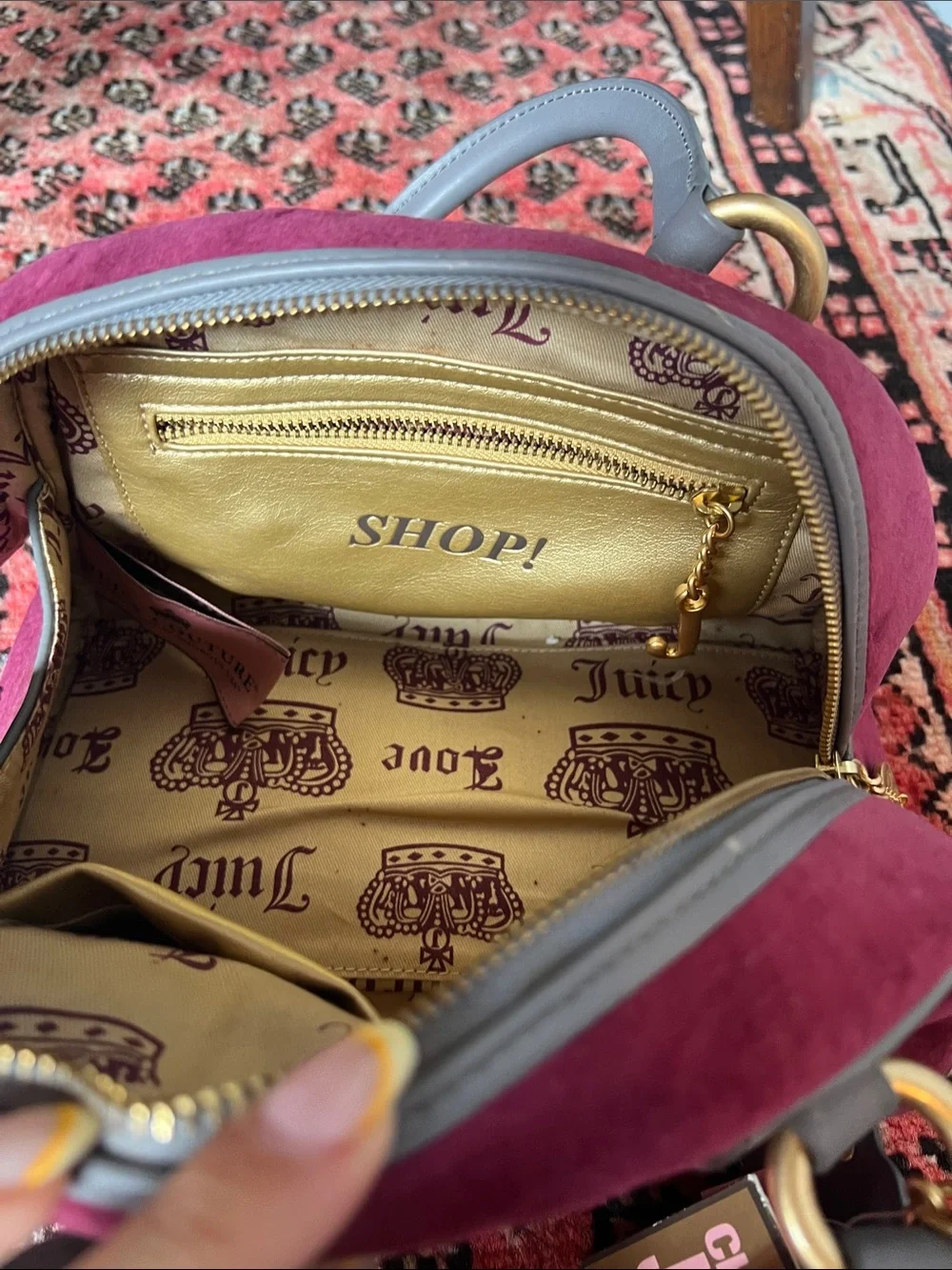 RARE Juicy Couture 2002 Vintage Burgundy Velvet Bowling Bag Brand New with tags